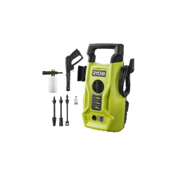 RYOBI Electric High-Pressure Washer - 1400W - 110 Bar - 390 L - 5 m Hose - RY110PWA
