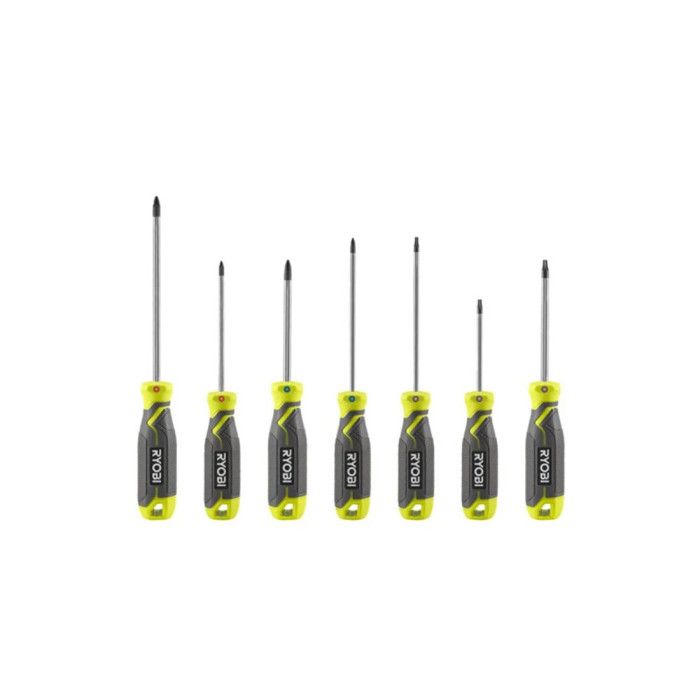 RYOBI 7-Piece Magnetic Screwdriver Set - RHSDS7PC - Ergonomic Handles