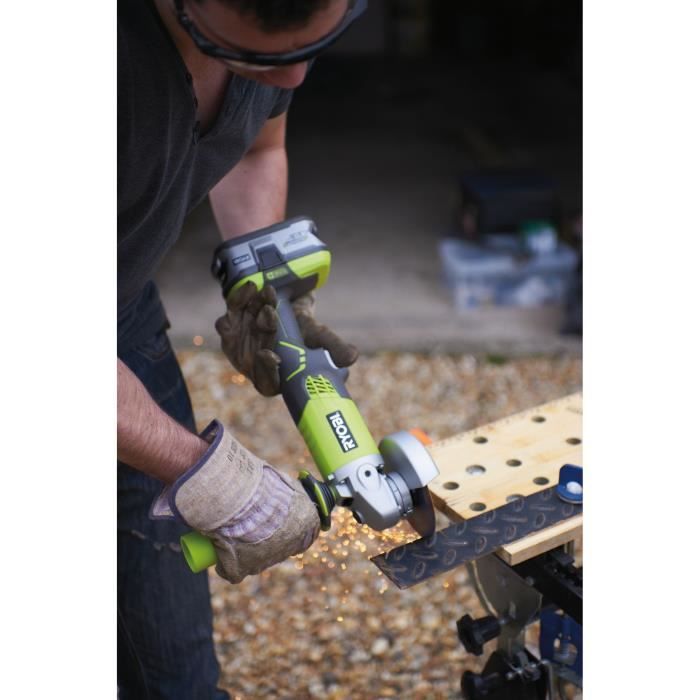 RYOBI 3-Tool Set: R18DD3 Drill/Driver, 115 mm Angle Grinder, Jigsaw, 2 Batteries & Charger
