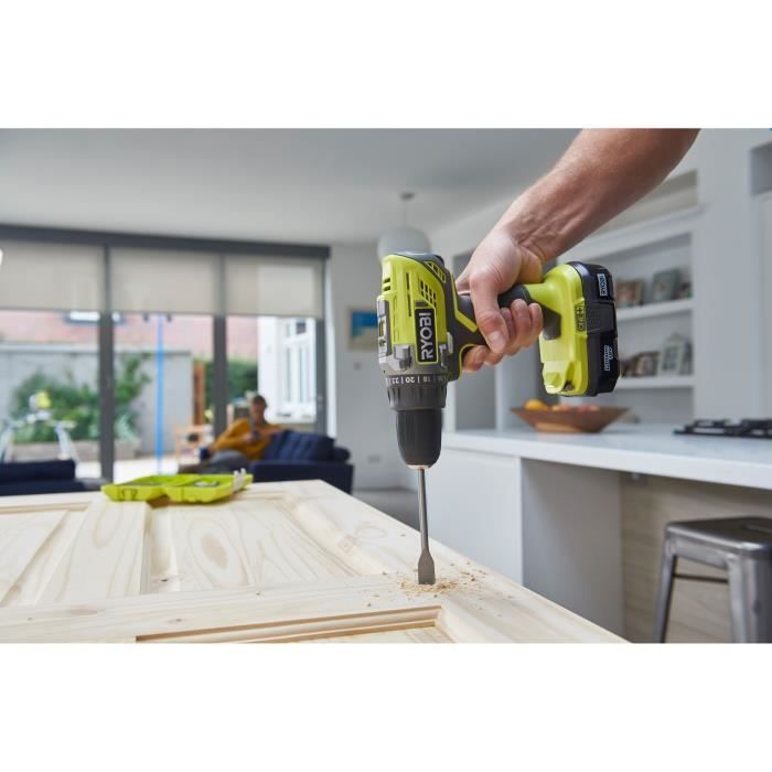 RYOBI 3-Tool Set: R18DD3 Drill/Driver, 115 mm Angle Grinder, Jigsaw, 2 Batteries & Charger