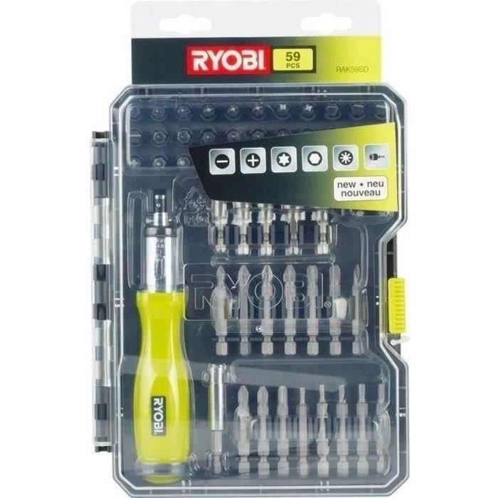 RYOBI - 59-Piece Screwdriver and Bolting Accessory Set with Ratchet Screwdriver - RAK59SD