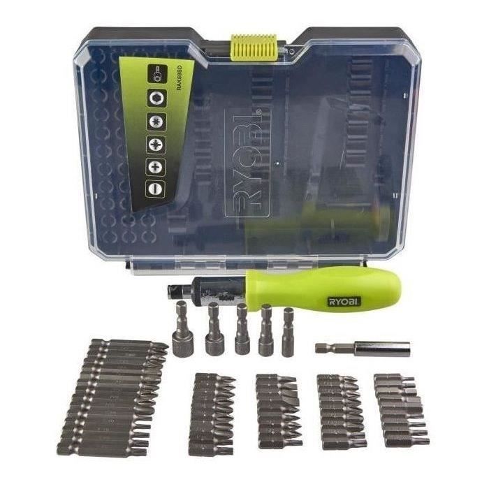 RYOBI - 59-Piece Screwdriver and Bolting Accessory Set with Ratchet Screwdriver - RAK59SD