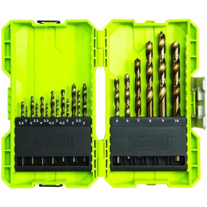 RYOBI - Stackable 19-Piece HSS Metal Drill Bit Set, 2 to 10 mm - RAK19HSS2