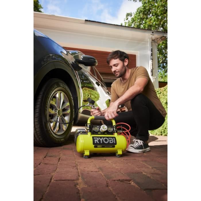 RYOBI 18V ONE+ Tank Compressor - 3.8 L - 0.6 HP - Max Pressure 8 Bar - R18AC-0