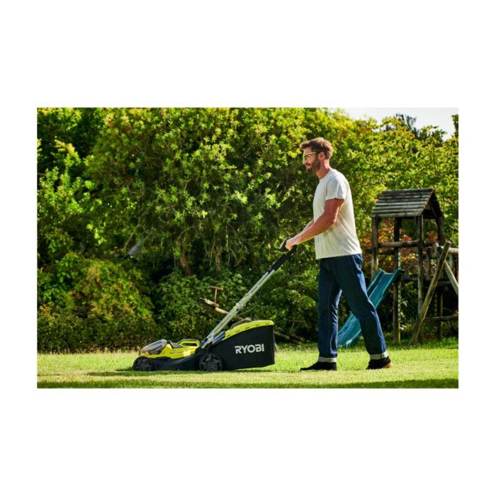 RYOBI Hybrid Lawn Mower - Ø 37 cm - 2 LithiumPlus 36V 5.0 Ah Batteries - Black and Green