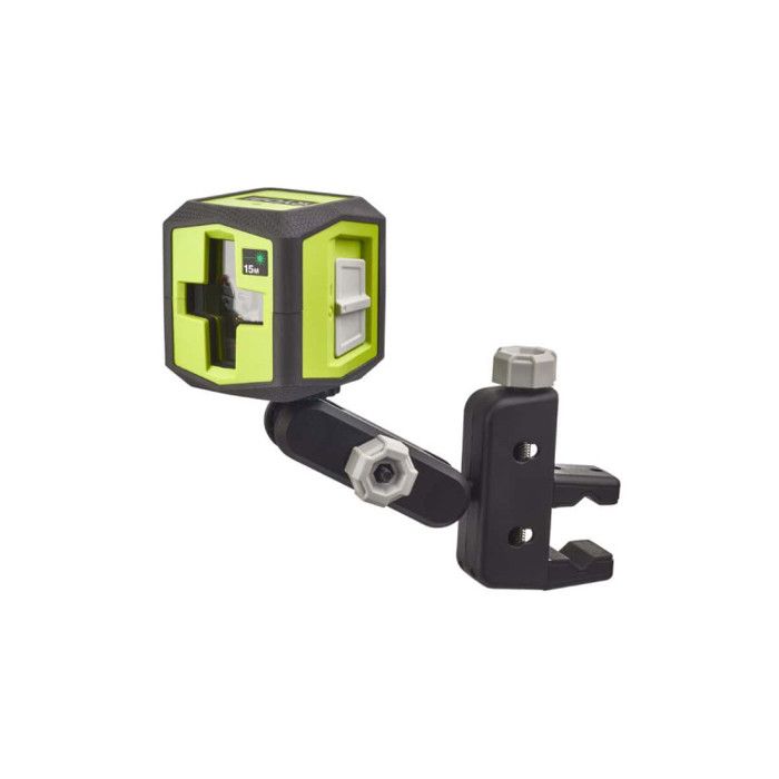RYOBI Green Cross Laser - 15 m Range - Includes Mounting Clip and Batteries RBCLLG1