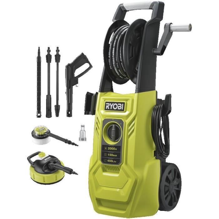 RYOBI Electric High Pressure Washer - 2000W - 150 Bar - 450 L - 8 m Hose - RY150PWA