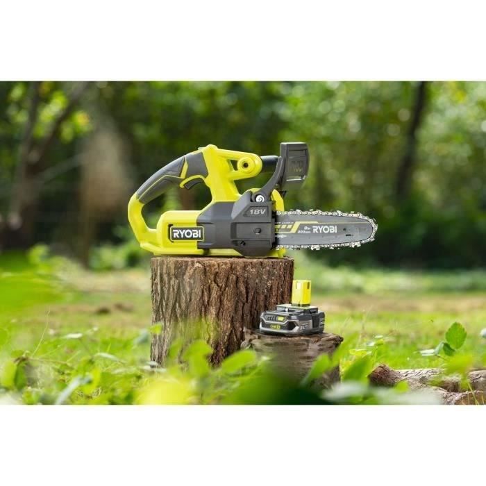 RYOBI 18V ONE+ Compact Chainsaw - 20 cm Guide Bar - 4.6 m/s - Side Tensioner + 2.5Ah Battery & 1.5A Charger - RY18CS20A-125