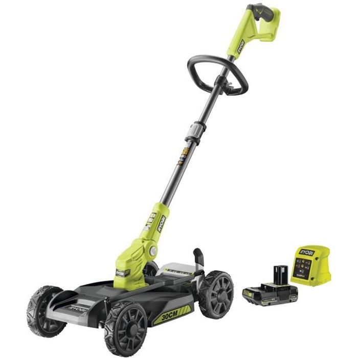 RYOBI - 18V ONE+ 3-in-1 Lawn Mower - Trimmer/ Edger - 30 cm Cut + 2 Ah Battery & Charger - RY18LMC30A-120