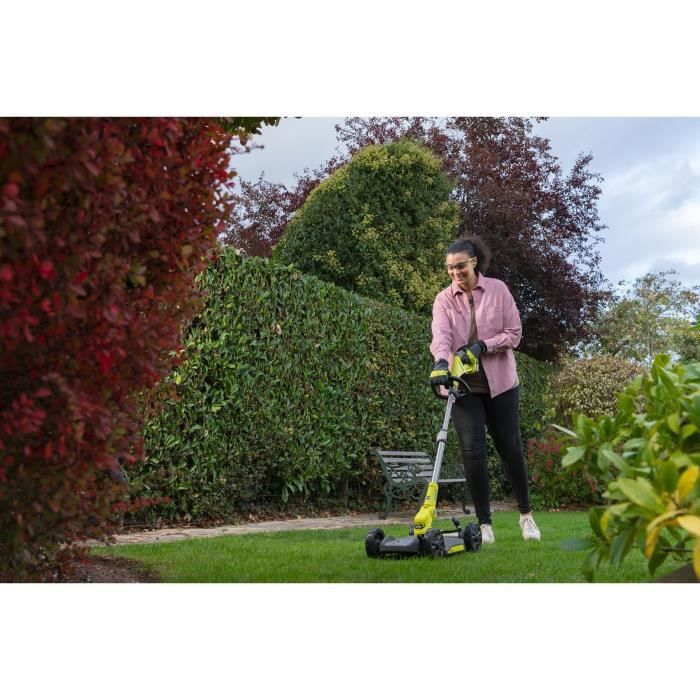 RYOBI - 18V ONE+ 3-in-1 Lawn Mower - Trimmer/ Edger - 30 cm Cut + 2 Ah Battery & Charger - RY18LMC30A-120