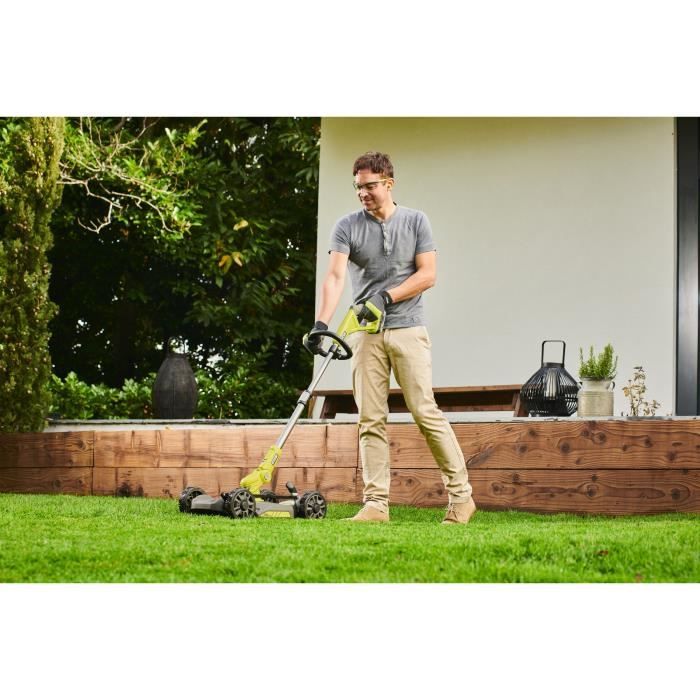RYOBI - 18V ONE+ 3-in-1 Lawn Mower - Trimmer/ Edger - 30 cm Cut + 2 Ah Battery & Charger - RY18LMC30A-120