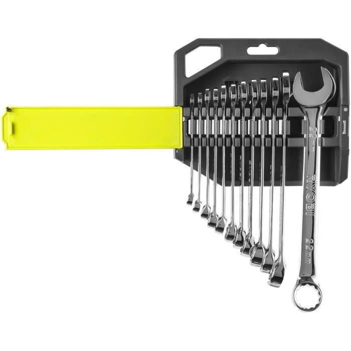 RYOBI 12-Piece Wrench Set 8-22 mm - 15° Return Angle - Compatible with Ryobi LINK