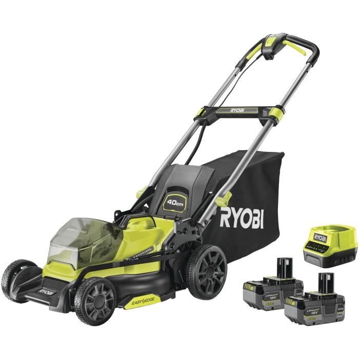 RYOBI - 18V Brushless push lawn mower - 40 cm cutting diameter - collection and mulching - 2 18V 4.0 Ah batteries & charger - RY18LMX40C-240