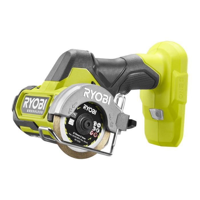 RYOBI Compact Angle Grinder - Brushless - 18V - 76 mm Diameter - 20,000 RPM - 16 mm Cutting Capacity