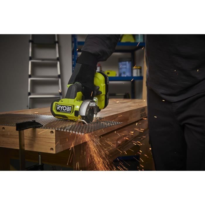 RYOBI Compact Angle Grinder - Brushless - 18V - 76 mm Diameter - 20,000 RPM - 16 mm Cutting Capacity