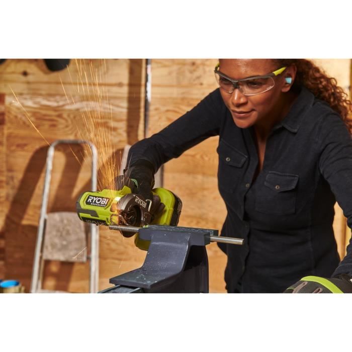 RYOBI Compact Angle Grinder - Brushless - 18V - 76 mm Diameter - 20,000 RPM - 16 mm Cutting Capacity