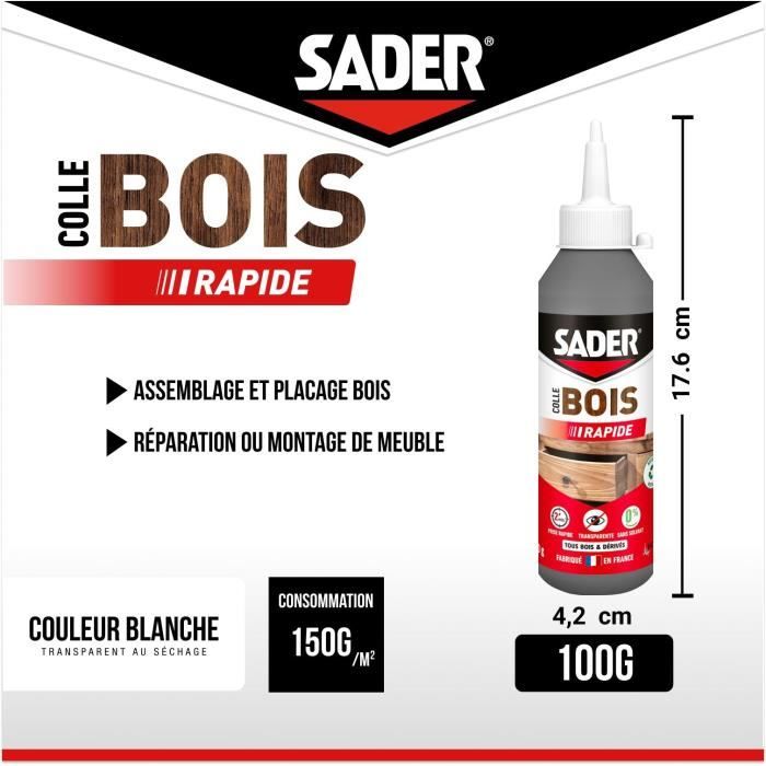 SADER Wood Glue - Fast Setting - All Types of Wood - 250 g Bottle