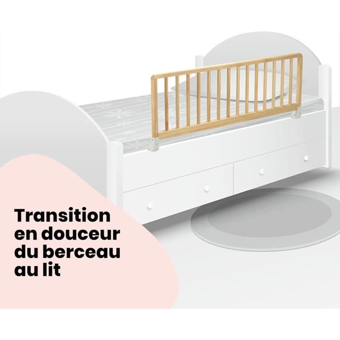 SAFETY 1ST Wooden Bed Rail - 110 cm, Adjustable, Easy to Fold, Self-Locking, Suitable for 18 Months-5 Years
