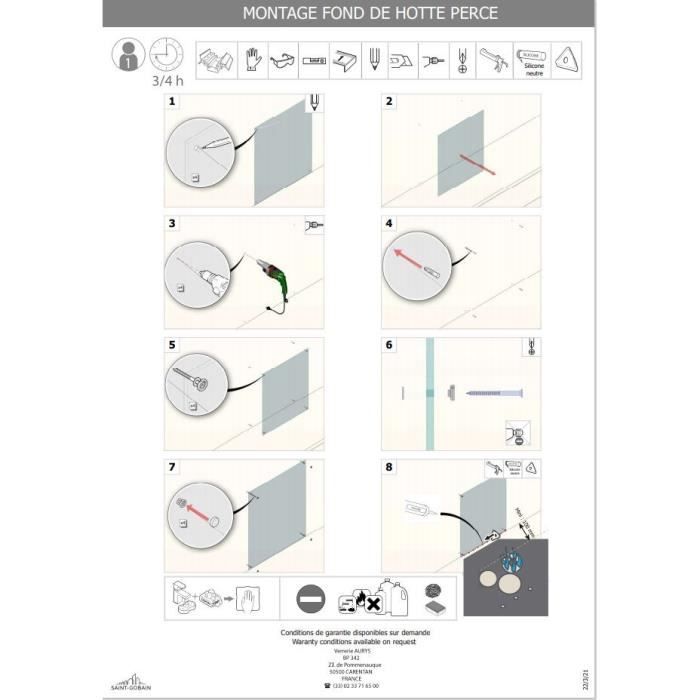 SAINT GOBAIN Splashback - Matte Black - Glass - 45x60 cm