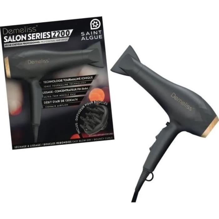 SAINT ALGUE Hair Dryer - Demeliss SALON SERIES - 2200W - Professional AC Motor - Ionic Tourmaline