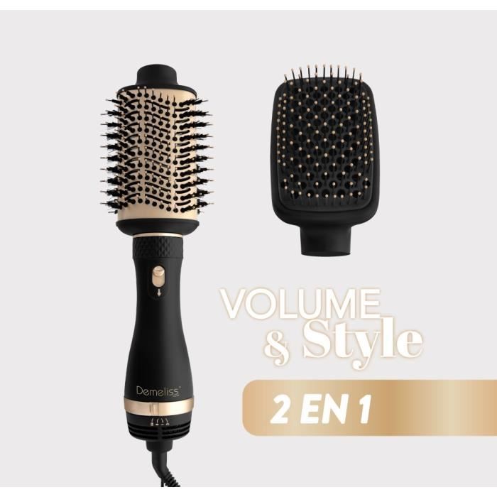 Brosse soufflante - SAINT ALGUE - Demeliss VOLUME & STYLE 2 en 1 - Seche & Coiffe Tous Types de Cheveux - Lissage & Brushing