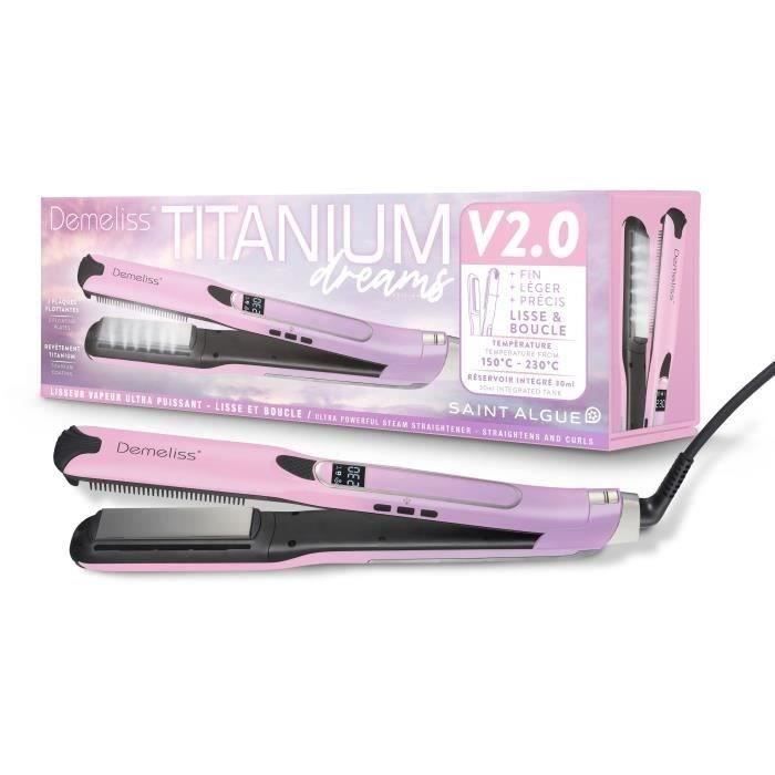 SAINT ALGUE Steam Hair Straightener - Demeliss TITANIUM V2.0 - Pink/Purple - High Performance