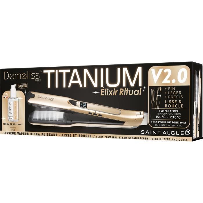 SAINT ALGUE Steam Straightener - Demeliss TITANIUM V2.0 Premium Set - High-Performance + Shine Treatment