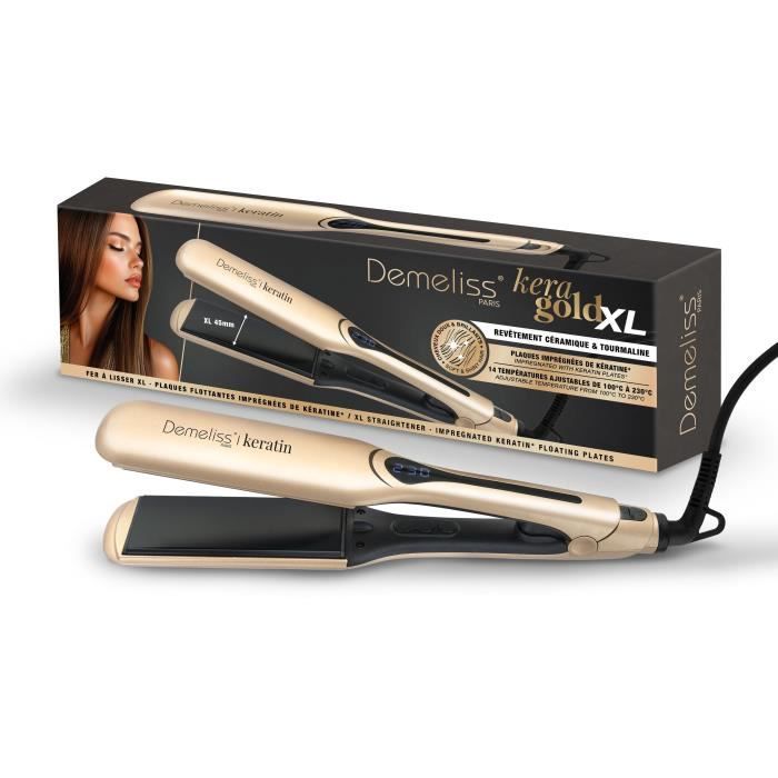 Hair Straightener - SAINT ALGUE Demeliss Kera-GOLD XL - 45 mm Plates, 14 Settings
