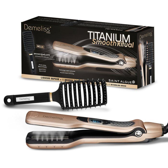 Steam Hair Straightener - SAINT ALGUE Demeliss TITANIUM SMOOTH RITUAL Set