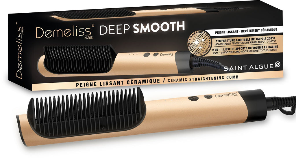 SAINT ALGUE Smoothing Comb - Demeliss DEEP & SMOOTH - 3 Temperature Settings - Gold