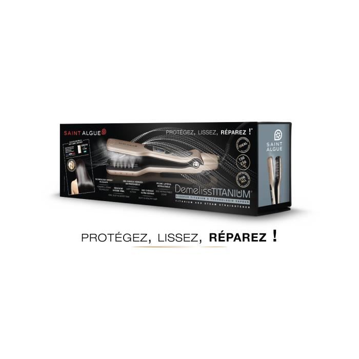 SAINT ALGUE Steam Straightener - Demeliss TITANIUM - High-Performance, Intense Hydration - All Hair Types