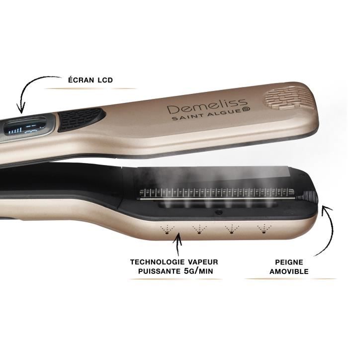 SAINT ALGUE Steam Straightener - Demeliss TITANIUM - High-Performance, Intense Hydration - All Hair Types