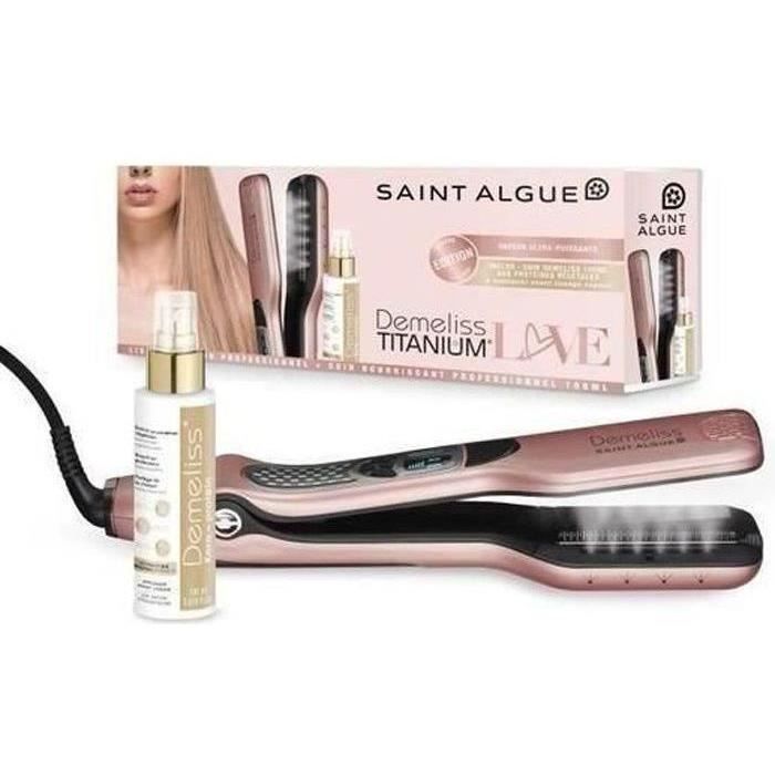 SAINT ALGUE Steam Hair Straightener - Demeliss TITANIUM LOVE Premium Set - Exclusive Color + 100 ml Keratin Treatment