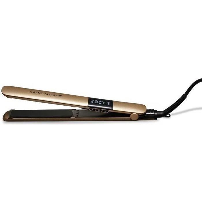 SAINT ALGUE 3963 - Demeliss GOLD Hair Straightener - Ceramic Coating - Ultra-Thin Floating Plates - 150 to 230 °C - Black/ Gold