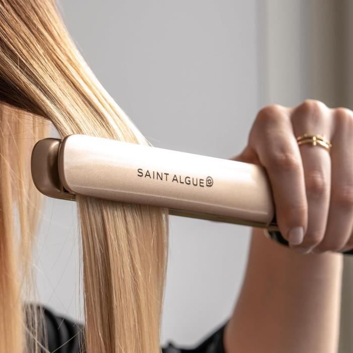 SAINT ALGUE 3963 - Demeliss GOLD Hair Straightener - Ceramic Coating - Ultra-Thin Floating Plates - 150 to 230 °C - Black/ Gold