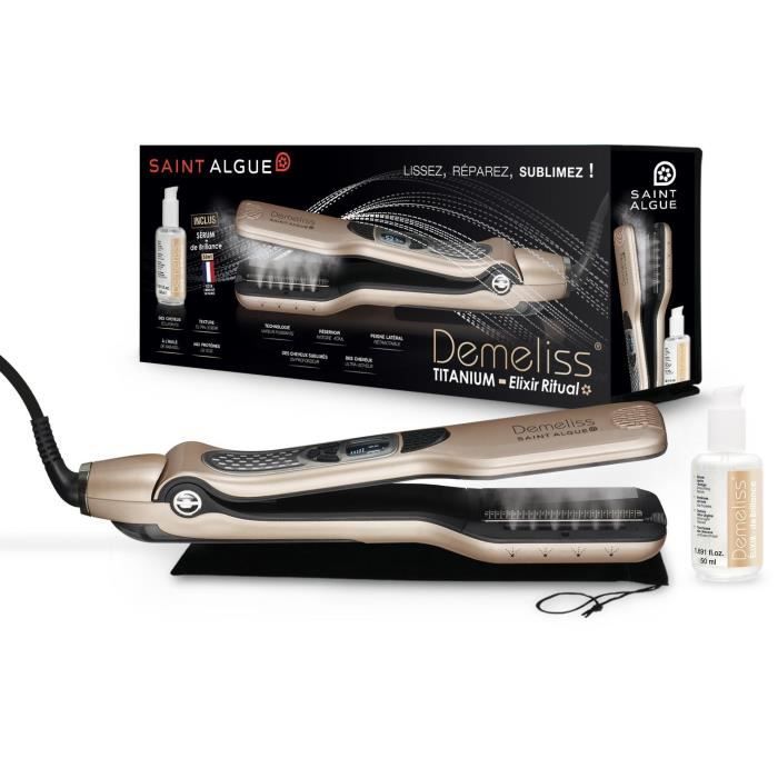 SAINT ALGUE Premium Gift Set - Demeliss TITANIUM Elixir Ritual - Ultra Powerful Steam Straightener + Treatment