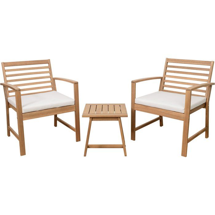 Cali Garden Furniture Set - FSC Acacia Wood - 2 Person - Ecru