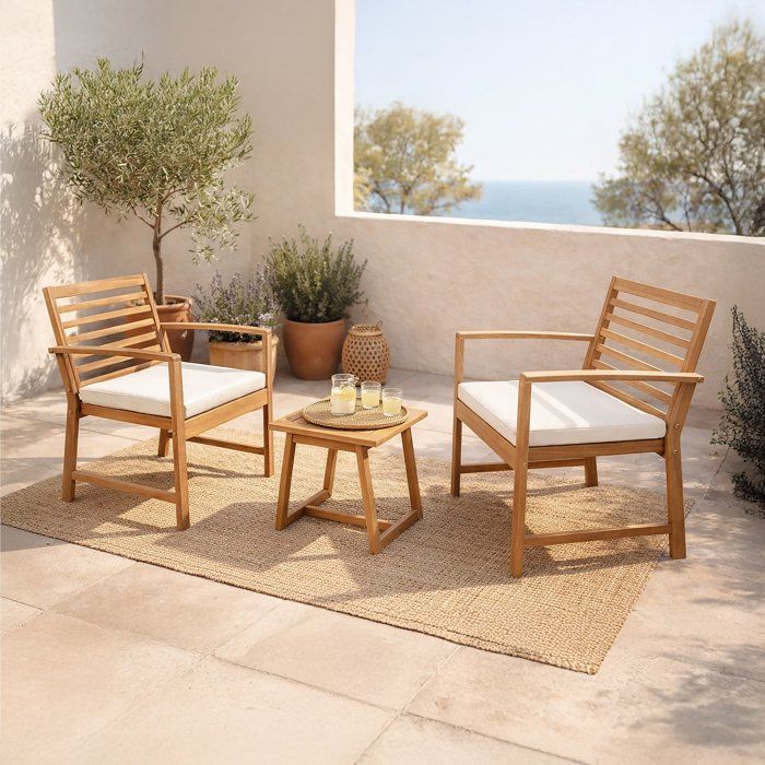 Cali Garden Furniture Set - FSC Acacia Wood - 2 Person - Ecru