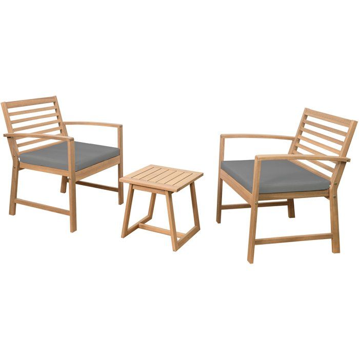 Cali Garden Lounge Set - FSC Acacia Wood - 2 Person - Grey