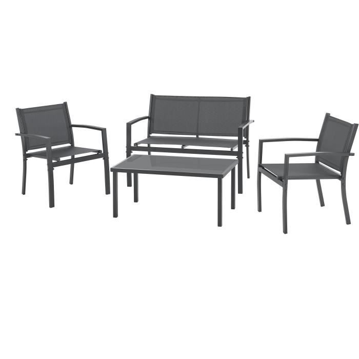 CEBU Garden Furniture Set - Steel Frame - 4 People - Grey