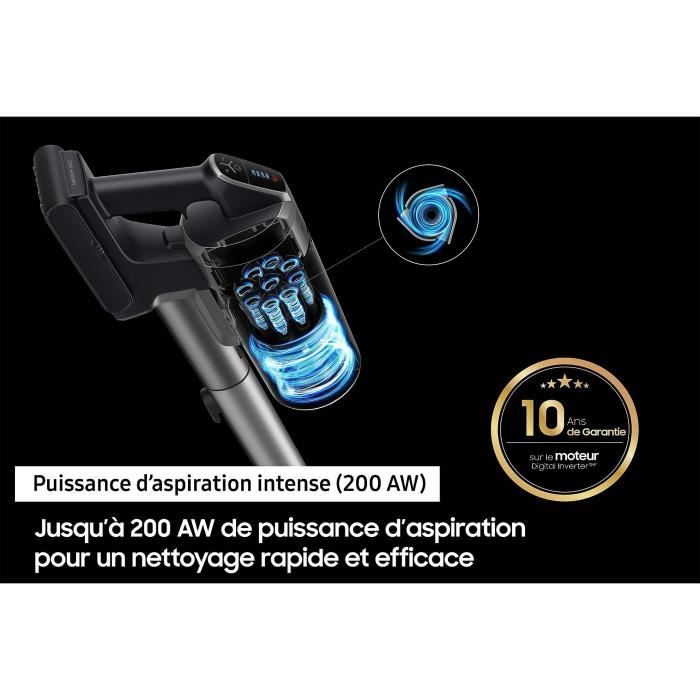 SAMSUNG Jet 75E Turbo Cordless Stick Vacuum Cleaner - 200 AW Power - Turbo Action Brush