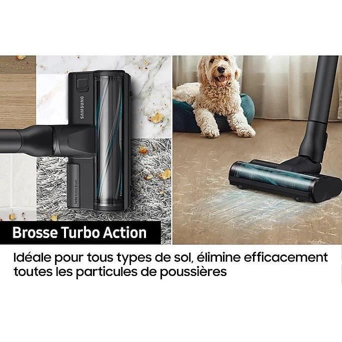 SAMSUNG Jet 75E Turbo VS20B75B1R4 Cordless Stick Vacuum Cleaner - 200 AW Suction Power - 60 Min