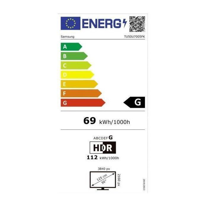 Samsung TU50U7005F - LED TV 50" (125 cm) - 4K UHD - HDR10+ - Smart TV 3xHDMI