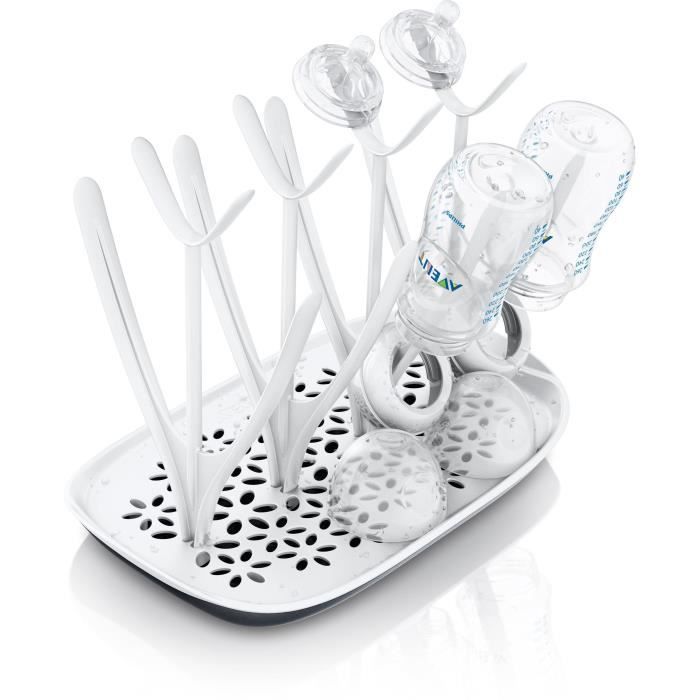 PHILIPS AVENT Bottle and Teat Drying Rack - Removable Drip Tray - White/Grey