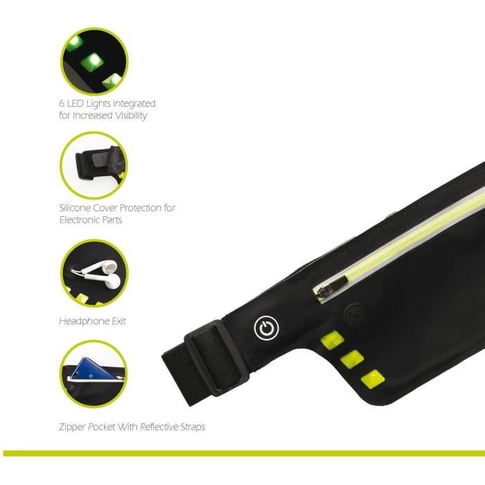 SCHILDKRÖT Running Belt - Wheel Bee Waistbag with LED Light - Fits Phones up to 5.5 inches