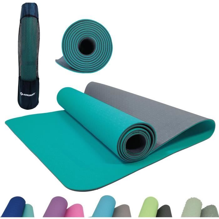 SCHILDKRÖT Yoga Mat - 183 x 61 cm - 4 mm - Bag Included - Blue/ Grey