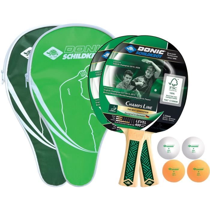 SCHILDKRÖT Table Tennis Set - CHAMPS Line 400 - 2 Rackets + 4 Balls - ITTF Approved