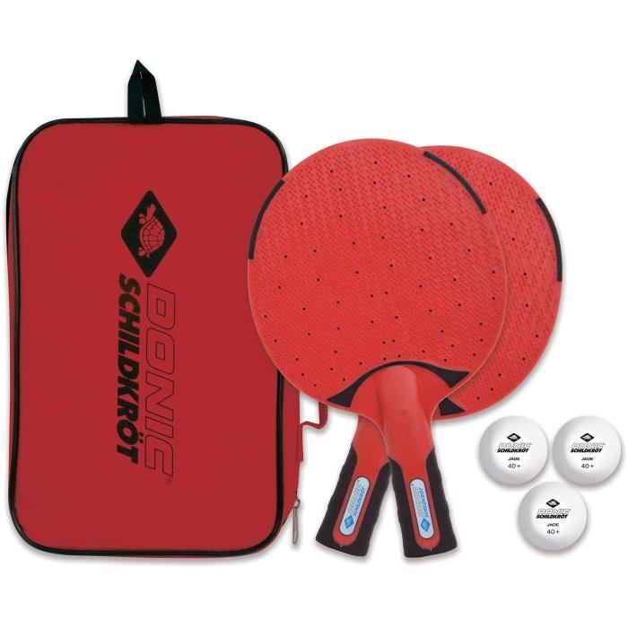 SCHILDKRÖT Table Tennis Set - Outdoor - 2 Rackets + 3 Balls - Carrying Bag Included