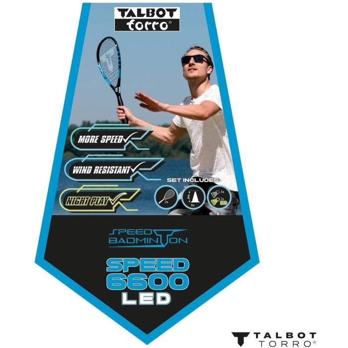 SCHILDKRÖT Speed Badminton Set - SPEED 6600 LED - 2 Rackets - 5 Shuttlecocks