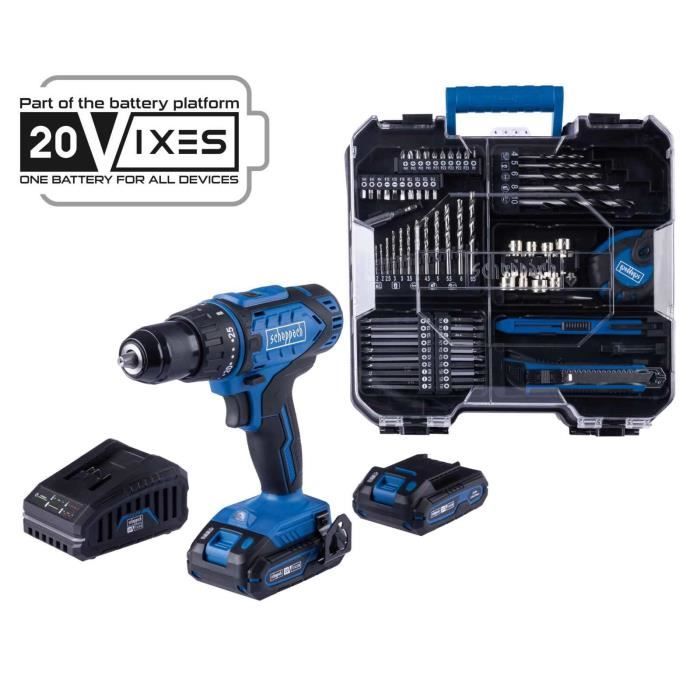 SCHEPPACH C-DTB74/2-X Cordless Drill Driver Kit - 50Nm, 13 mm Chuck + 74 Accessories